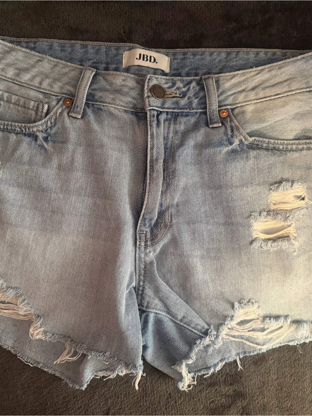 Just Black Light Blue Distressed Denim Shorts